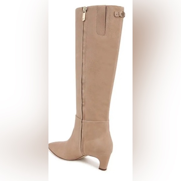 NEW Sam Edelman Suede Tan Heeled Knee High Boots - Picture 3 of 16